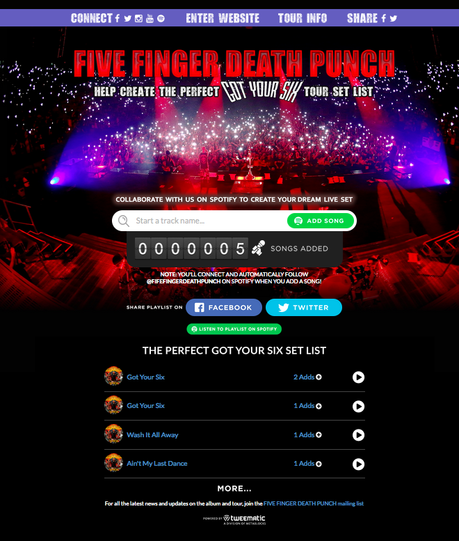 Application Spotlight FFDP GotYourSix Tour Spotify Setlist Metablocks